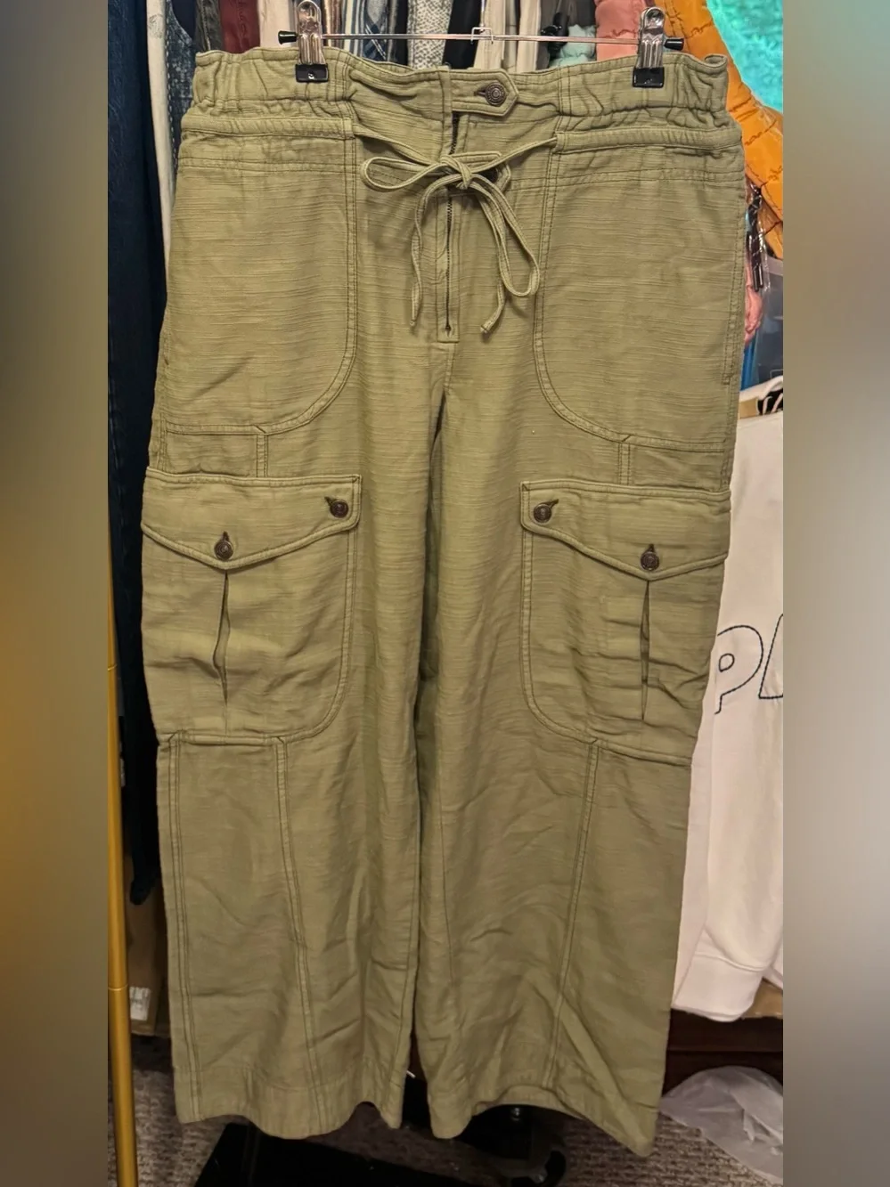 NWOT Free People We The Free Park Ave Pull-On Cargo Pants - adventurer green - L